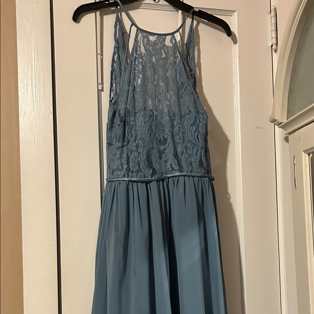 Christina Wu Backless Blue Lace Dress